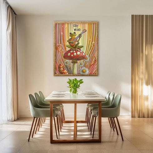 Posterizer 1 pcs-weird frog playing music in psychedelic nature-stay weird 3-Fantasy & Fiction Art-Comedy Art-Living Room Bedroom Decor- unframed ...